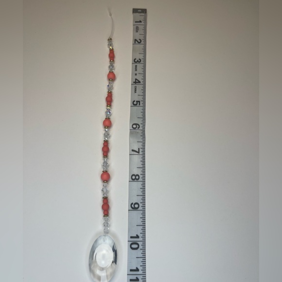 Orange with gold accents beaded suncatcher/ rear view mirror car hanging - Picture 4 of 7